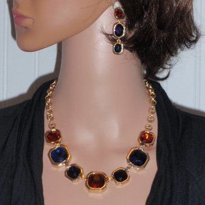 Vintage  Dana Buchman multi color stone necklace, bracelet and earrings set